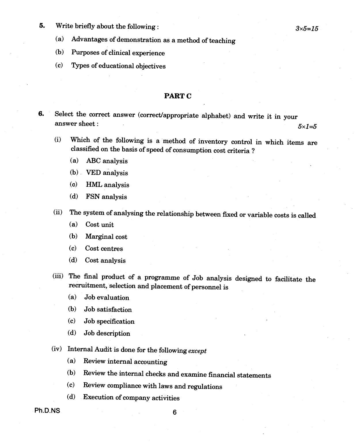 IGNOU PhD Entrance Test Ph.D (Nursing) 2018 Question Paper - Page 6