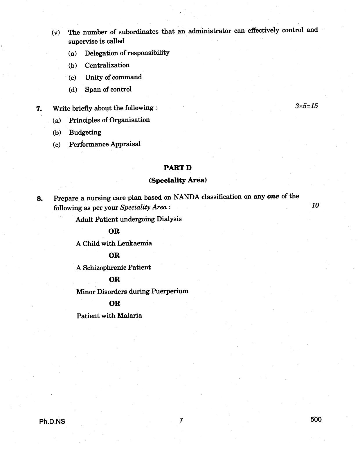 IGNOU PhD Entrance Test Ph.D (Nursing) 2018 Question Paper - Page 7