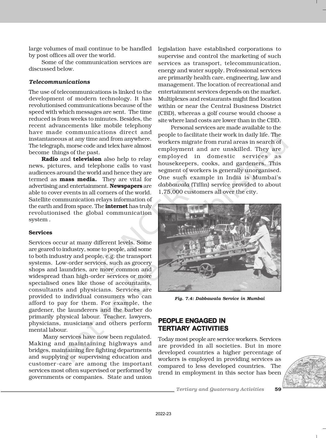 NCERT Book for Class 12 Geography (Part-1) Chapter 7 Tertiary and Quaternary Activities - Page 5