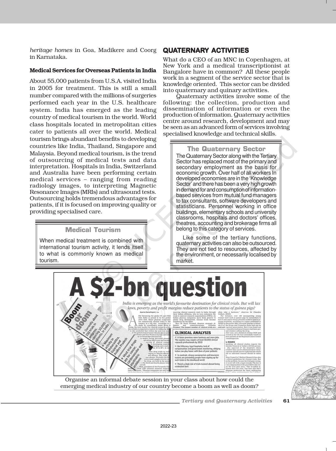 NCERT Book for Class 12 Geography (Part-1) Chapter 7 Tertiary and Quaternary Activities - Page 7