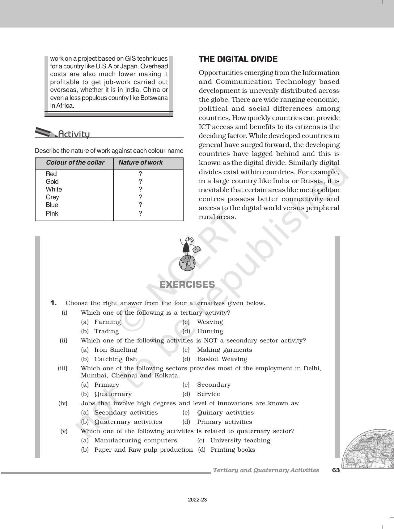 NCERT Book for Class 12 Geography (Part-1) Chapter 7 Tertiary and Quaternary Activities - Page 9