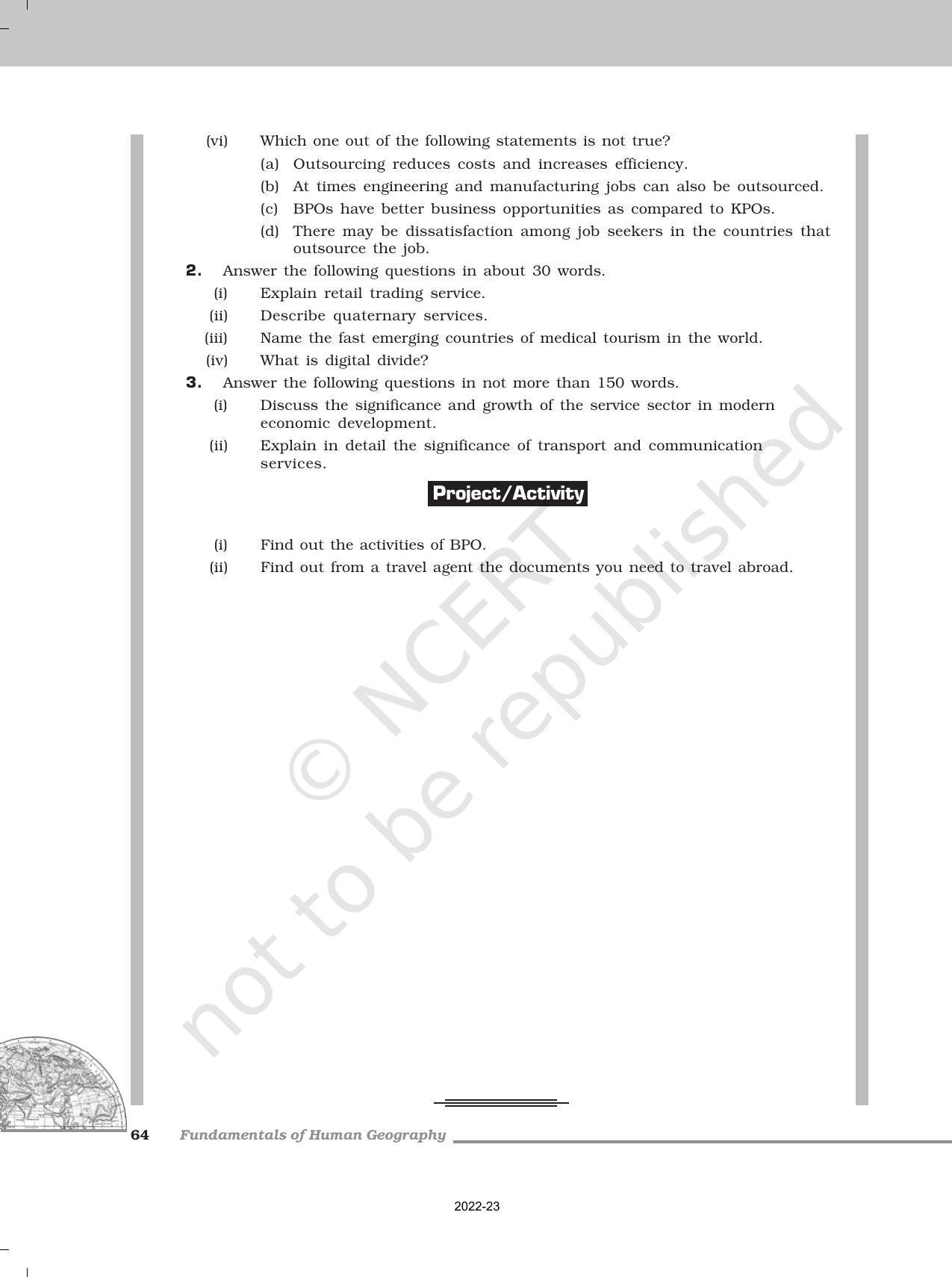 NCERT Book for Class 12 Geography (Part-1) Chapter 7 Tertiary and Quaternary Activities - Page 10