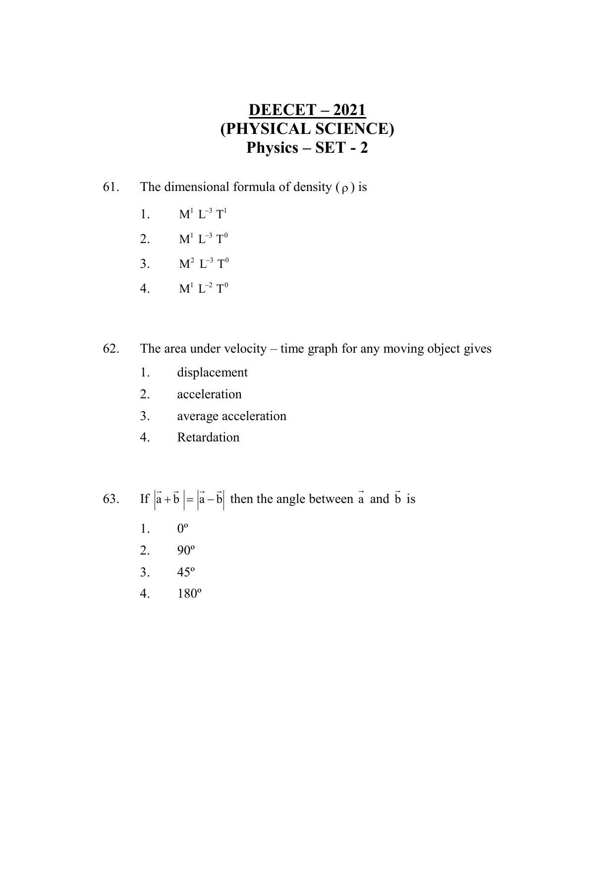 AP DEECET Physical Science (English Medium) 2021 Question Paper - Page 19