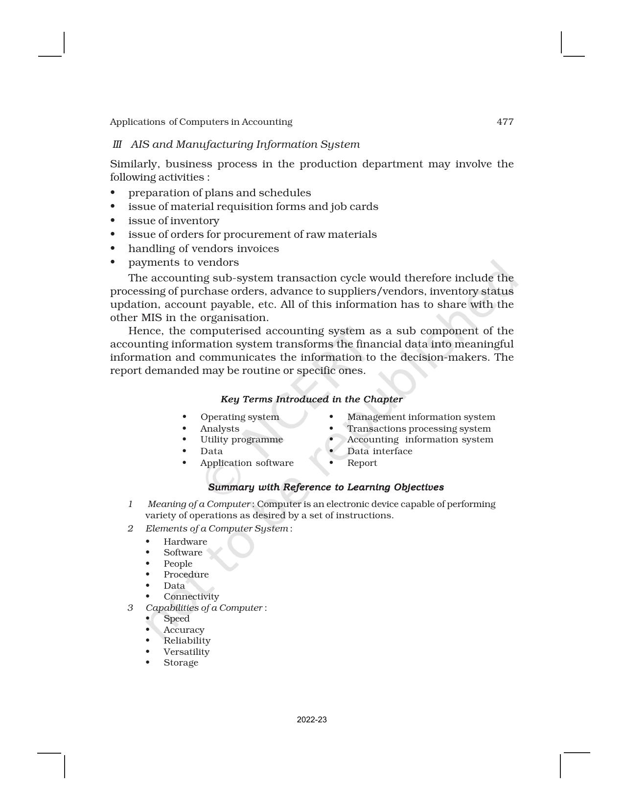 NCERT Book for Class 11 Accountancy (Part-II) Chapter 12 Applications of Computers in Accounting - Page 15