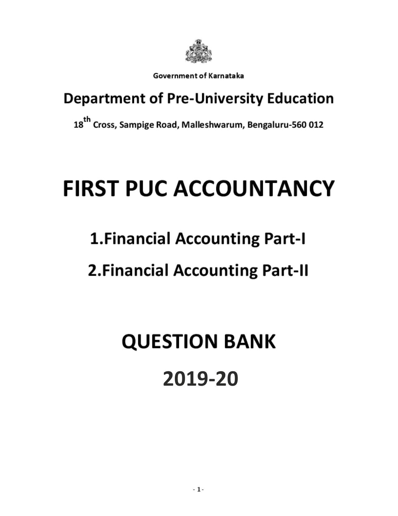 Karnataka 1st PUC Question Bank for Accountancy QB - Page 1