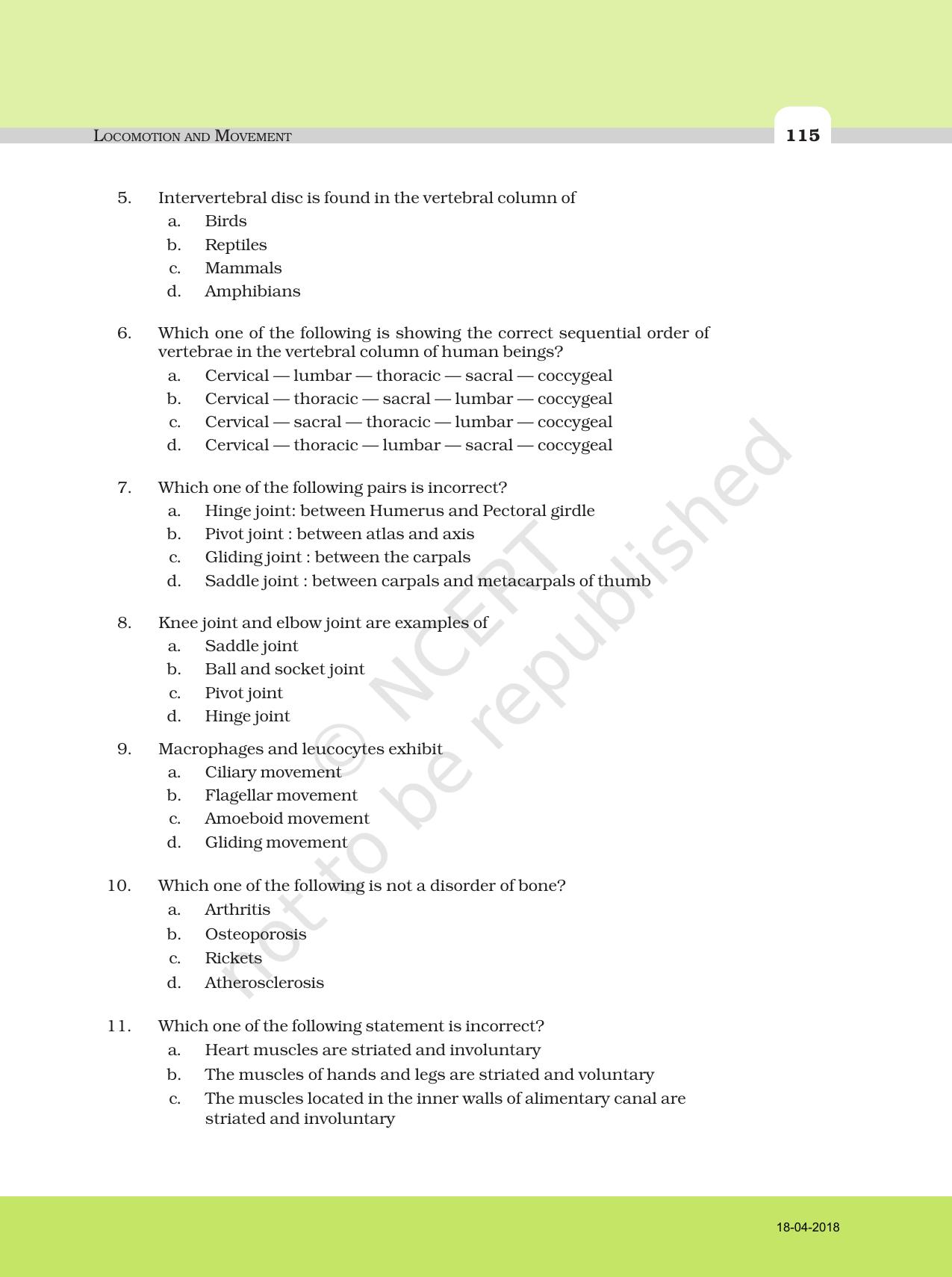 NCERT Exemplar Book for Class 11 Biology: Chapter 20 Locomotion and Movement - Page 2