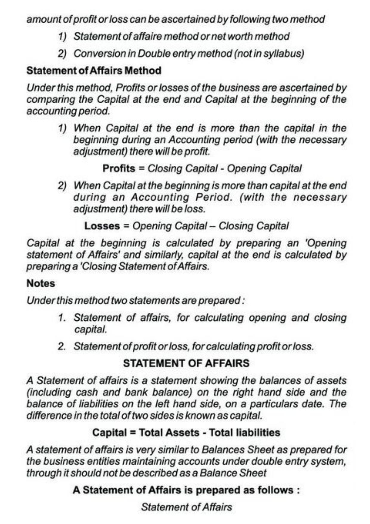 Class 11 Notes, Question & Practice Paper - Accountancy (Topic 10 : Accounts from Incomplete Records) - Page 5