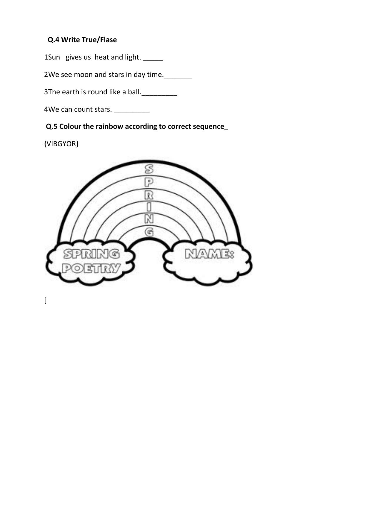 Worksheets for Class 2 EVS Assignment 24 Sky - Page 2