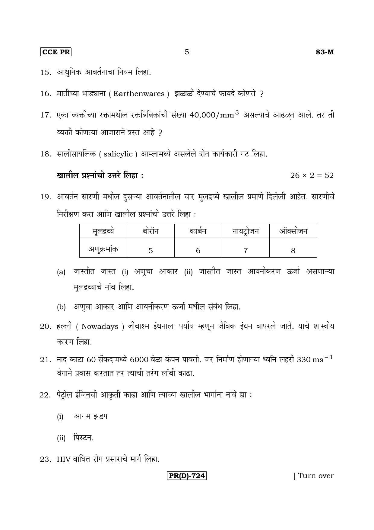 Karnataka SSLC Science (MARATHI Medium) - 83M-D Version_m4 March/April 2019 Question Paper - Page 5