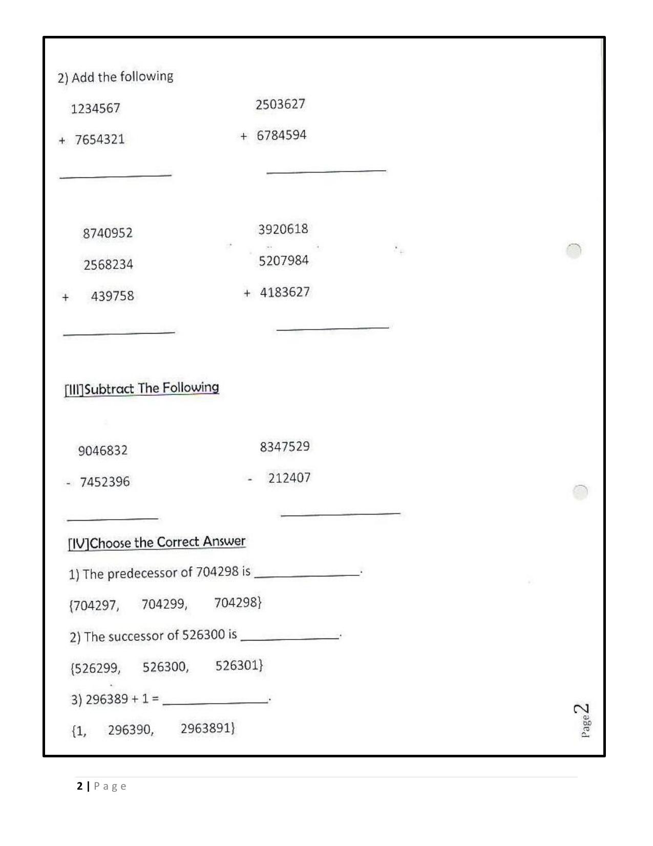 Worksheet for Class 5 Maths Compilation Assignment - Page 2