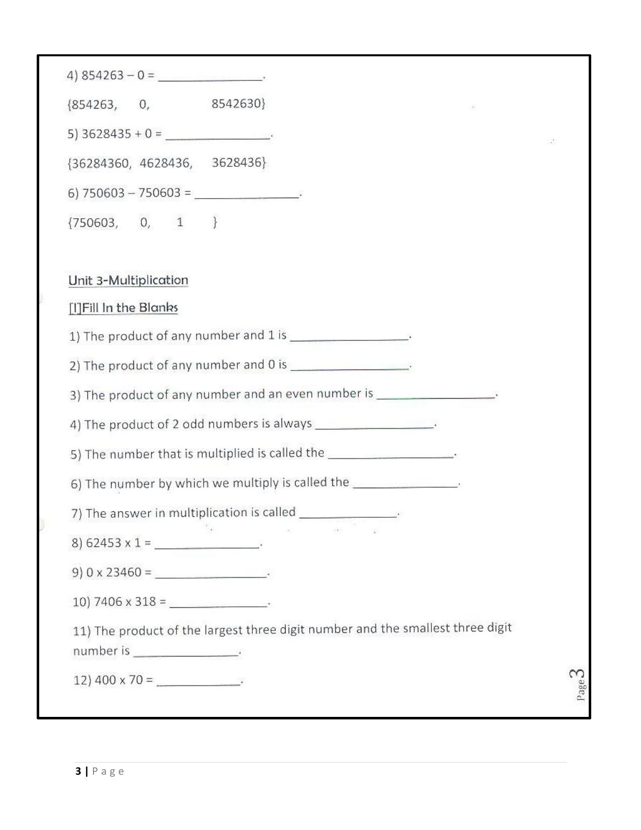 Worksheet for Class 5 Maths Compilation Assignment - Page 3