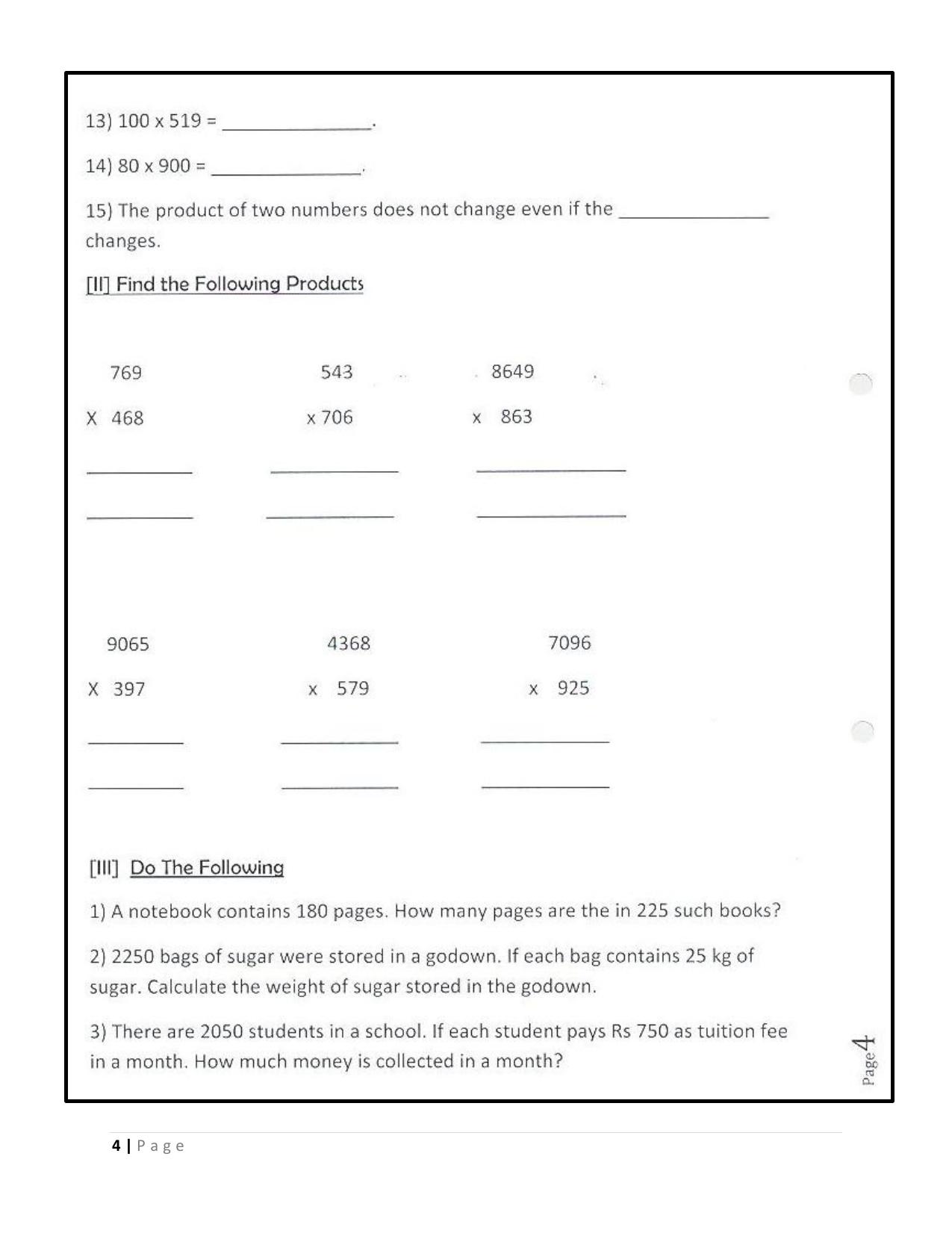 Worksheet for Class 5 Maths Compilation Assignment - Page 4