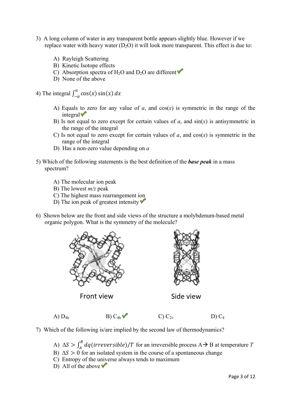 TIFR GS 2016 Chemistry Y Question Paper - Page 3