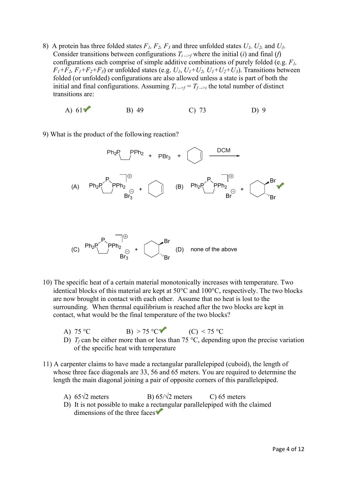 TIFR GS 2016 Chemistry Y Question Paper - Page 4