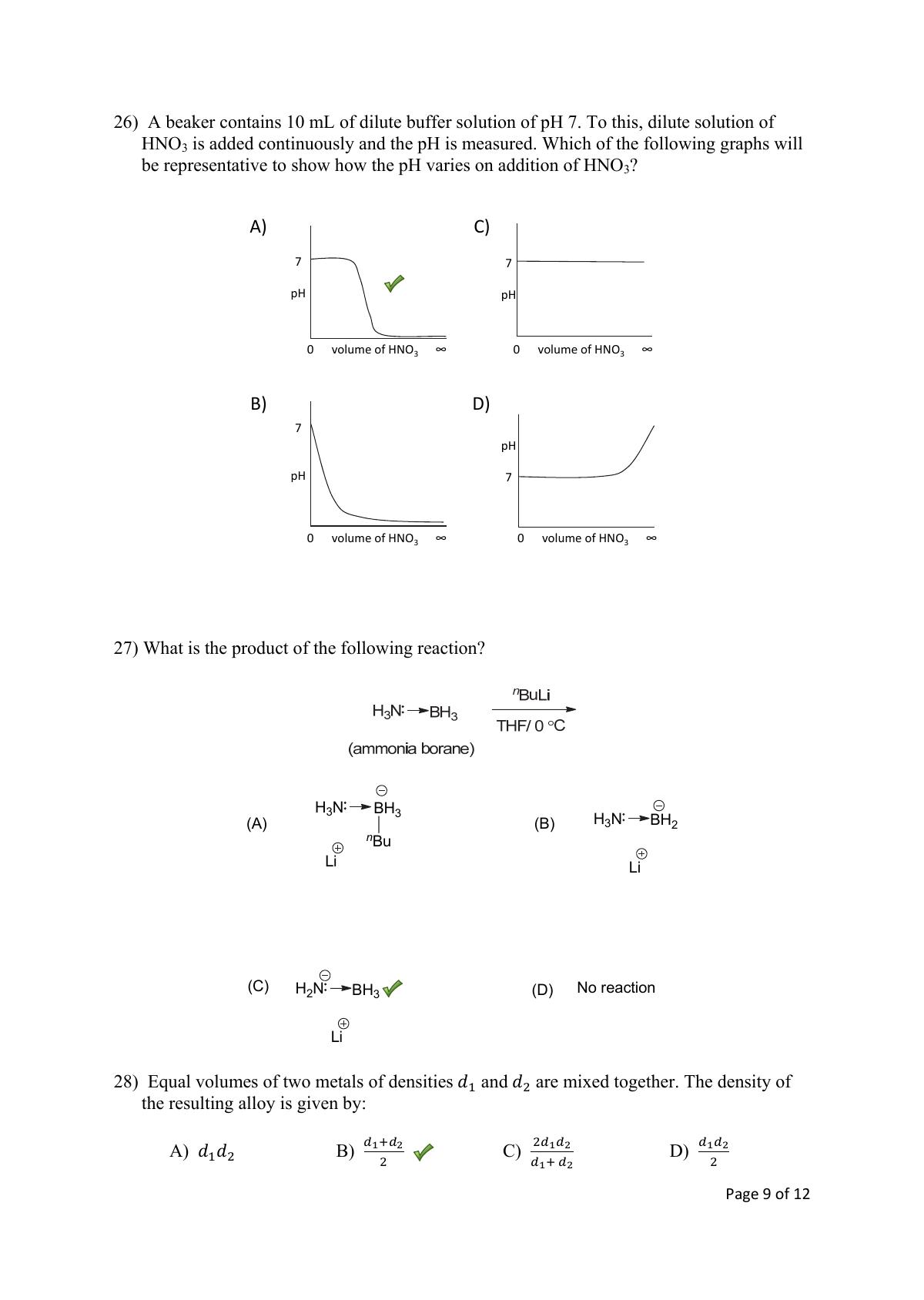 TIFR GS 2016 Chemistry Y Question Paper - Page 9