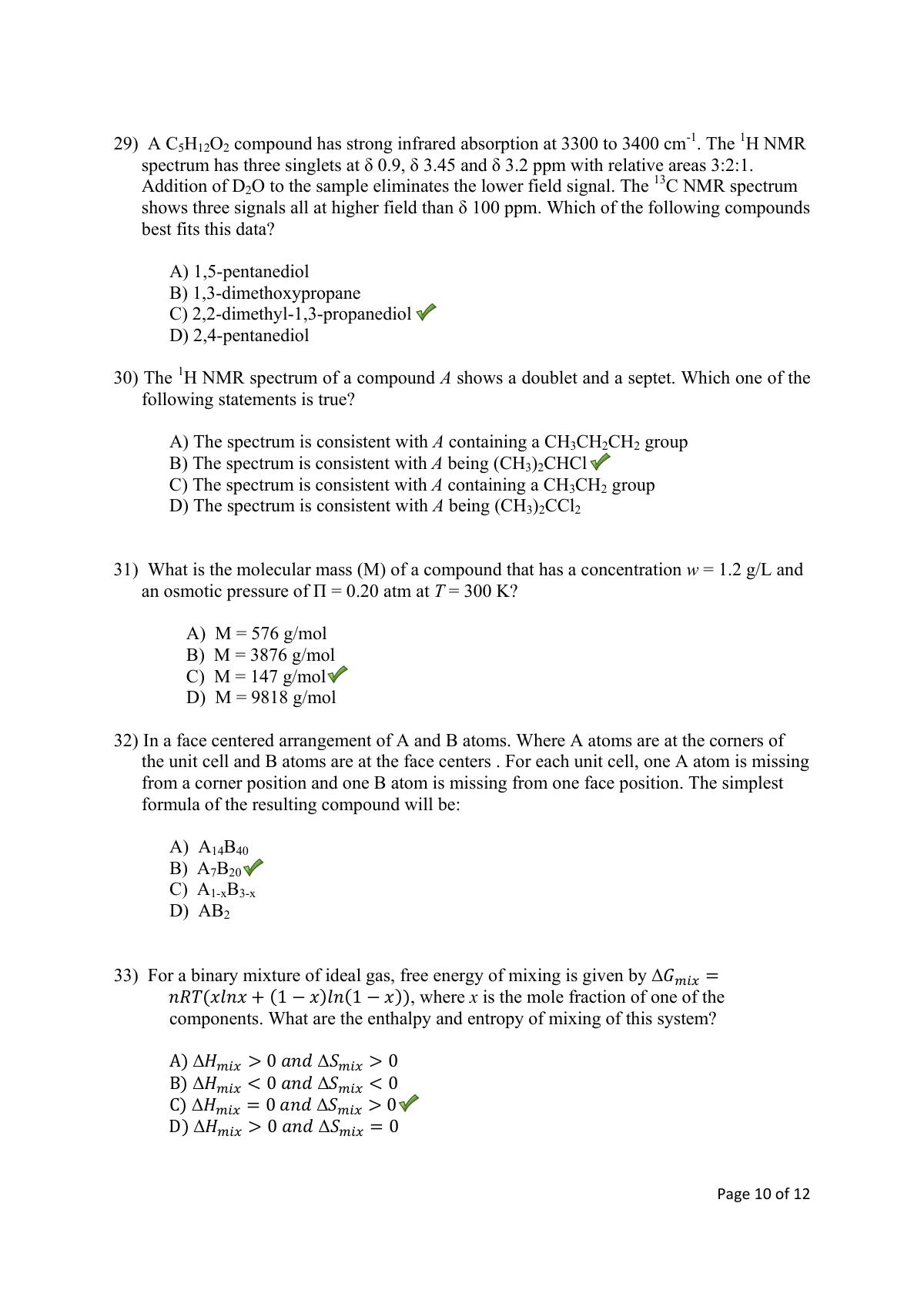 TIFR GS 2016 Chemistry Y Question Paper - Page 10