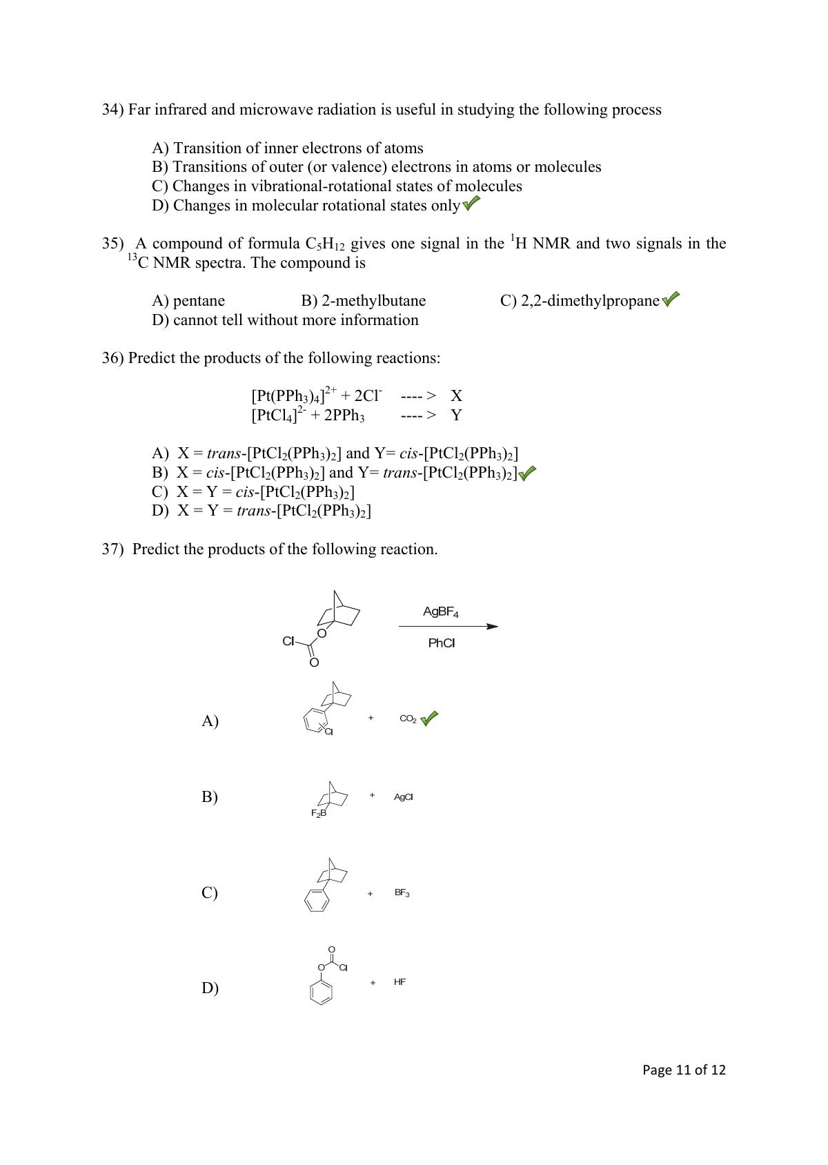 TIFR GS 2016 Chemistry Y Question Paper - Page 11