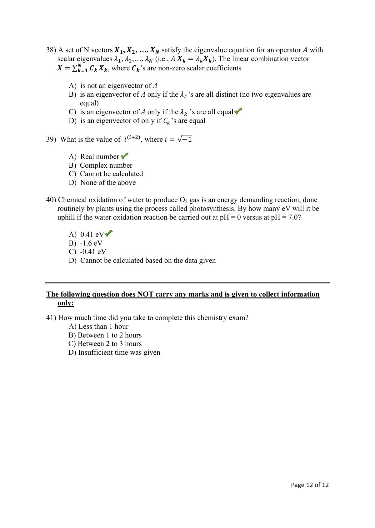 TIFR GS 2016 Chemistry Y Question Paper - Page 12