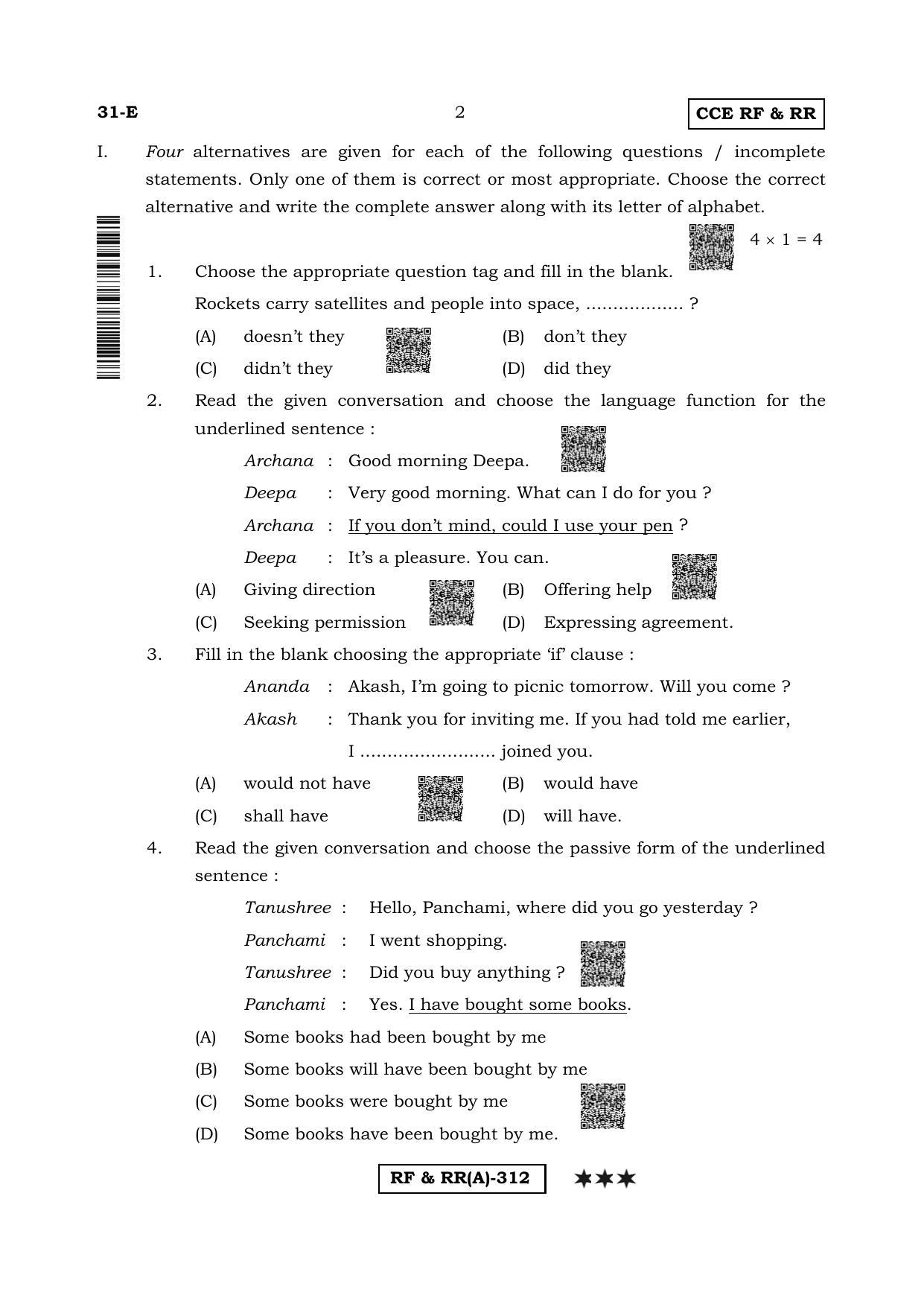 Karnataka SSLC Second Language English-A Question Paper 2020 - Page 2