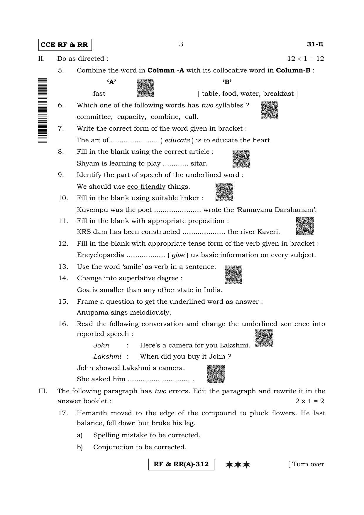 Karnataka SSLC Second Language English-A Question Paper 2020 - Page 3