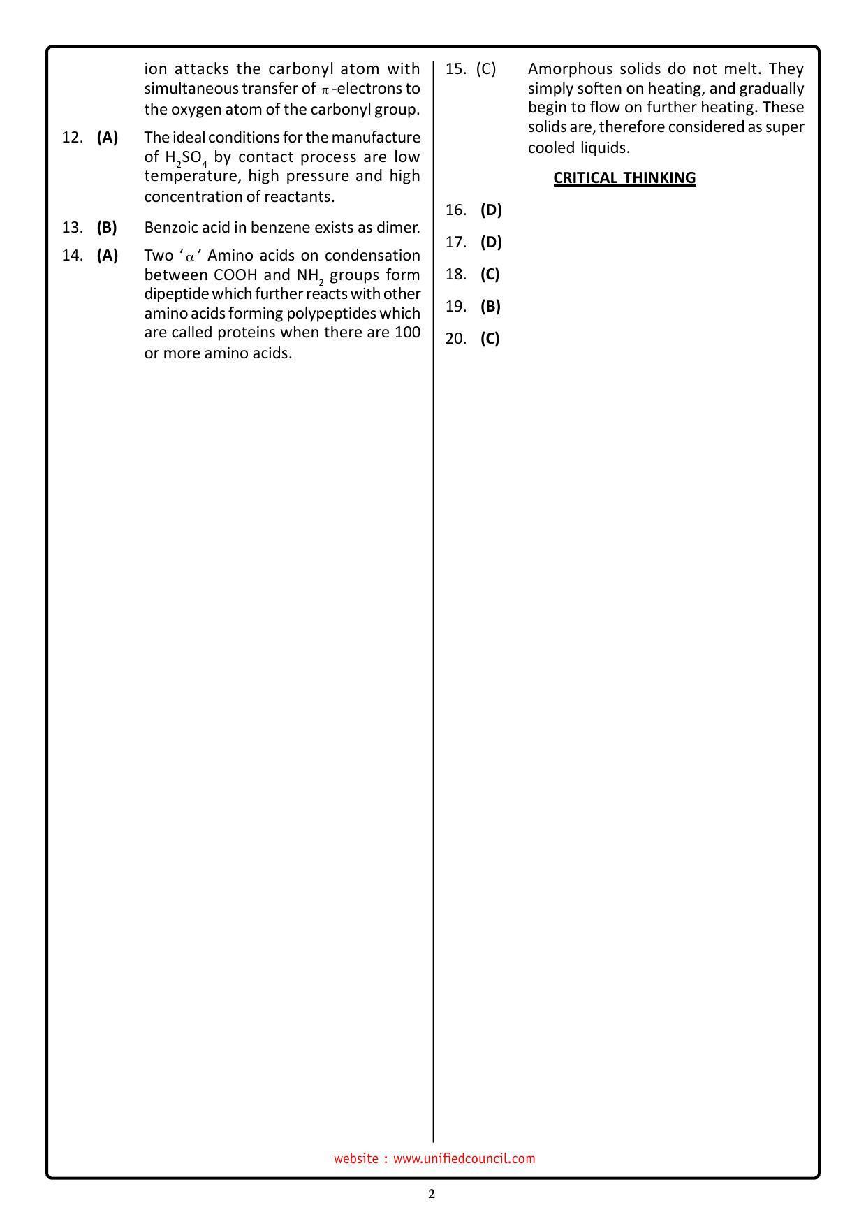 2023 Class 12 PCB NSTSE Key & Solutions - Page 2