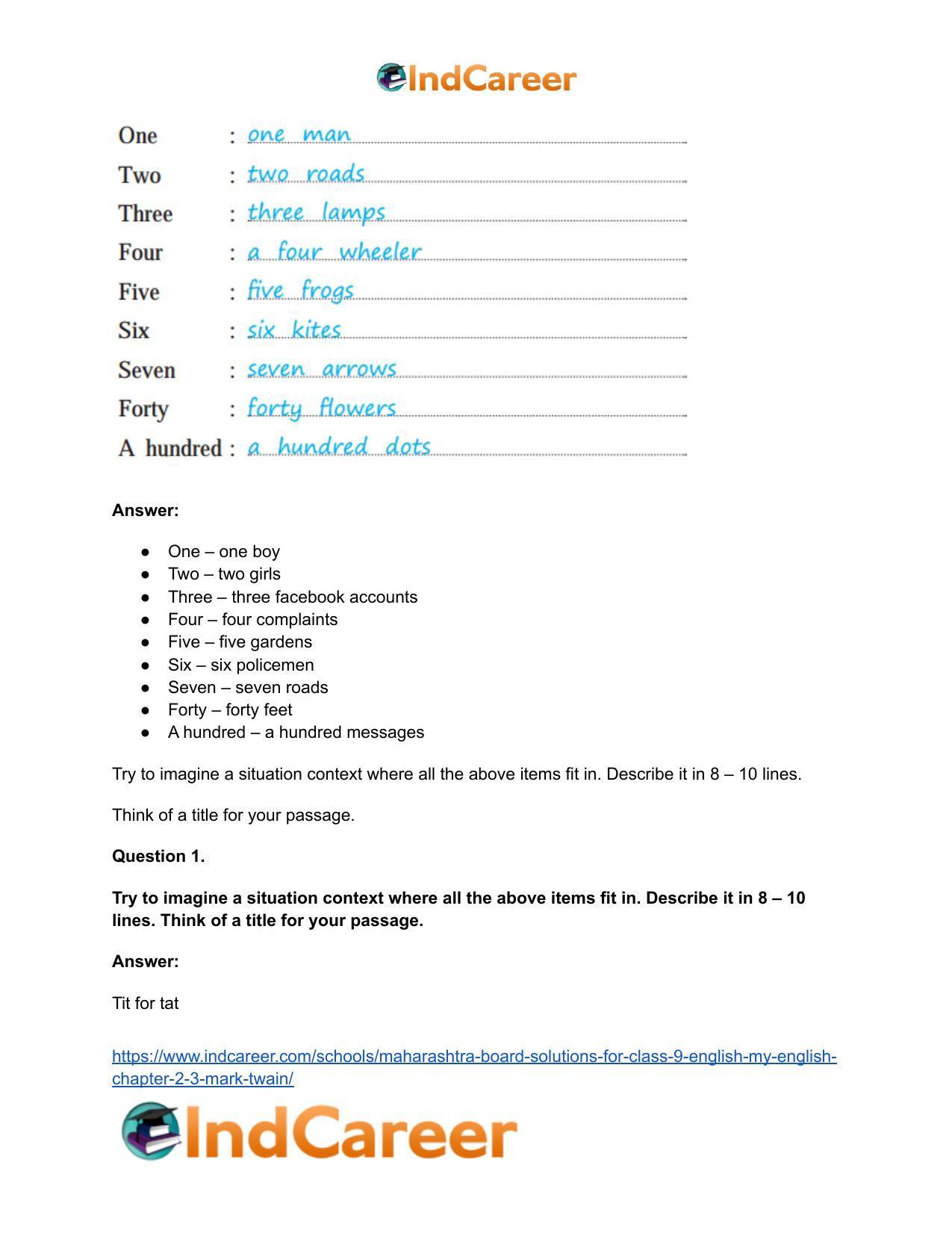 Maharashtra Board Solutions for Class 9- English (My English): Chapter 2.3- Mark Twain - Page 3