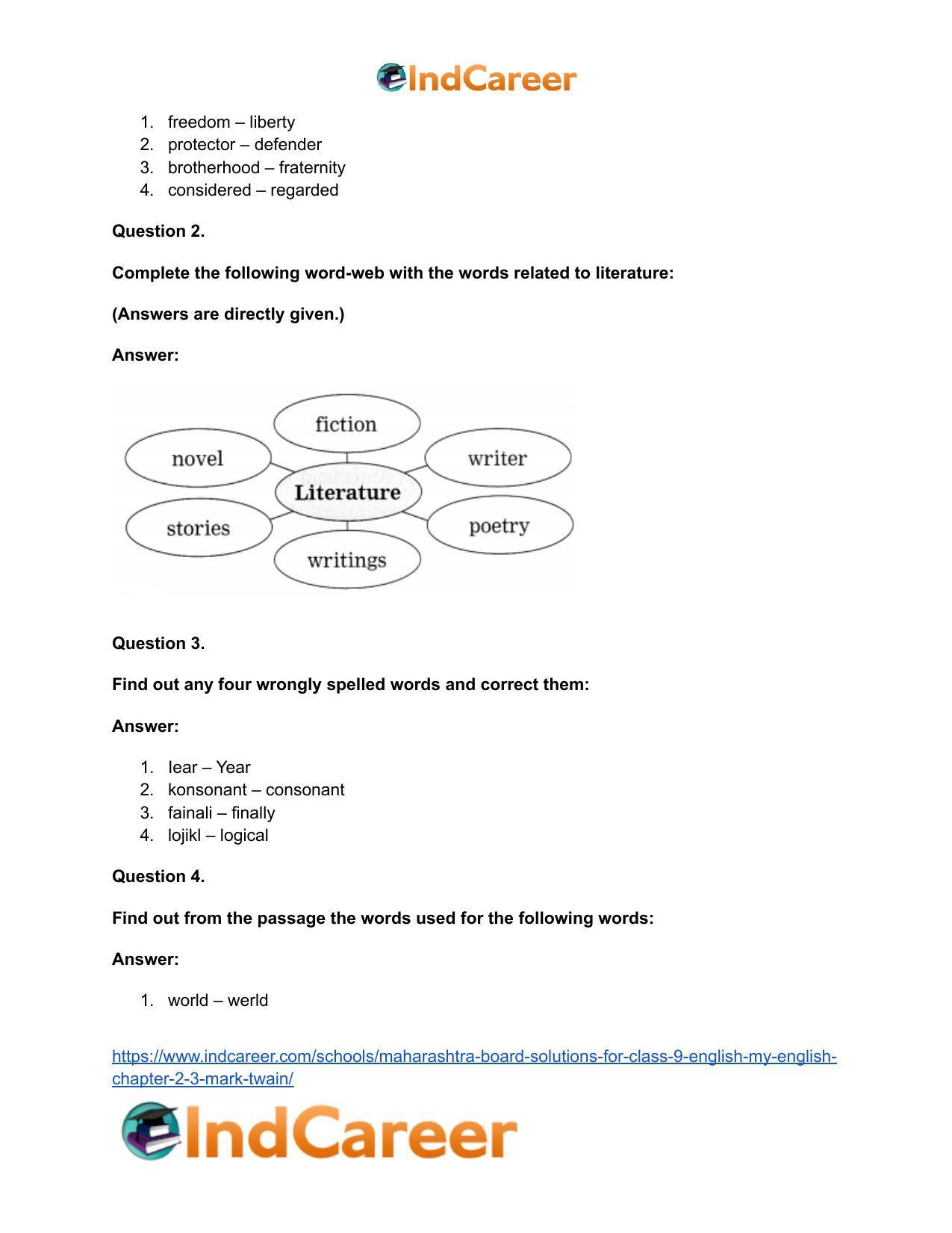 Maharashtra Board Solutions for Class 9- English (My English): Chapter 2.3- Mark Twain - Page 16