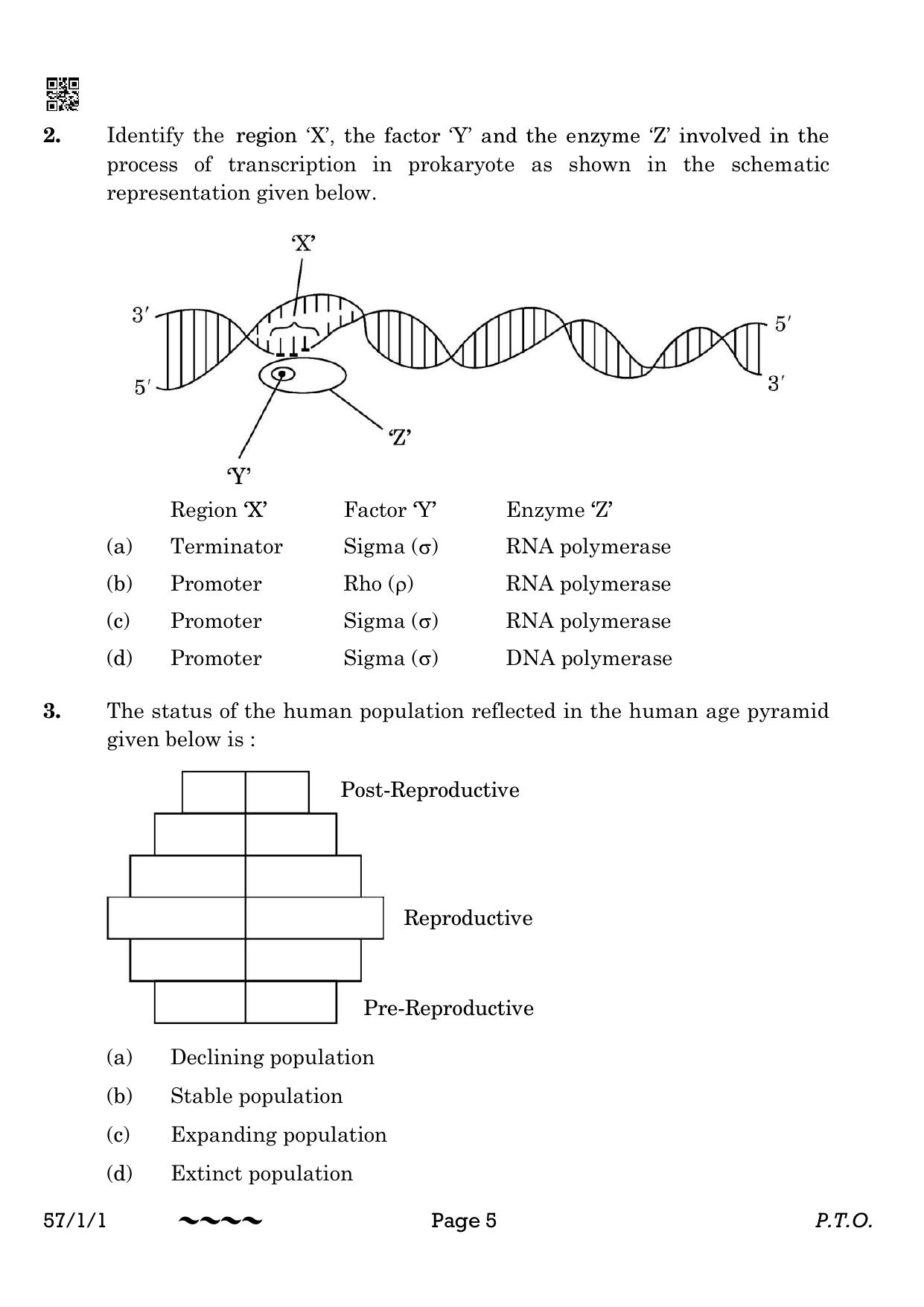 CBSE Class 12 57-1-1 Biology 2023 Question Paper - Page 5