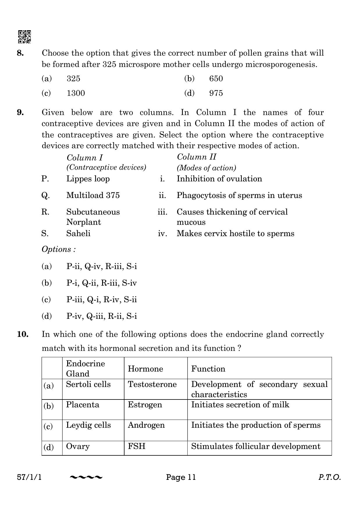 CBSE Class 12 57-1-1 Biology 2023 Question Paper - Page 11