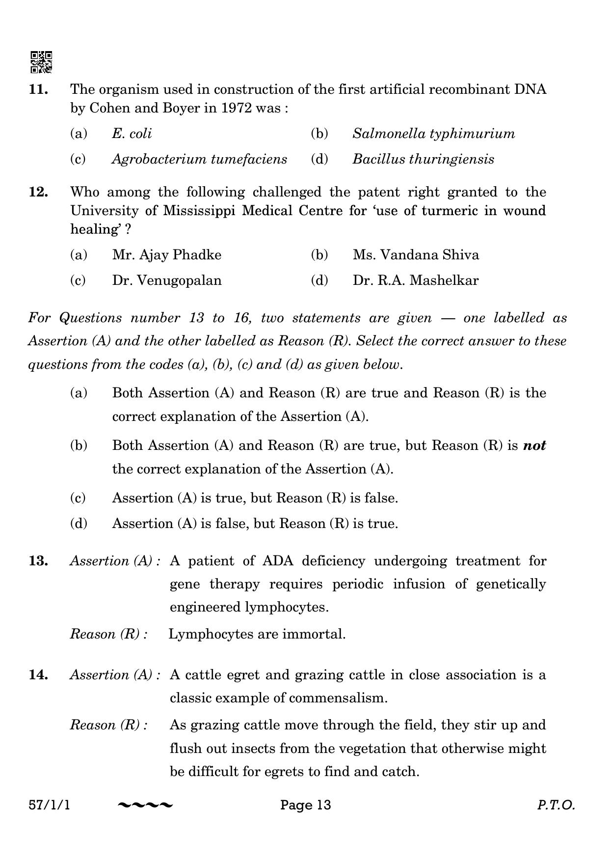 CBSE Class 12 57-1-1 Biology 2023 Question Paper - Page 13