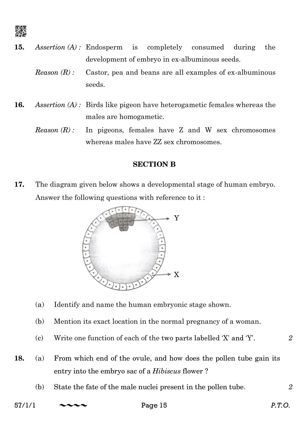 CBSE Class 12 57-1-1 Biology 2023 Question Paper - Page 15