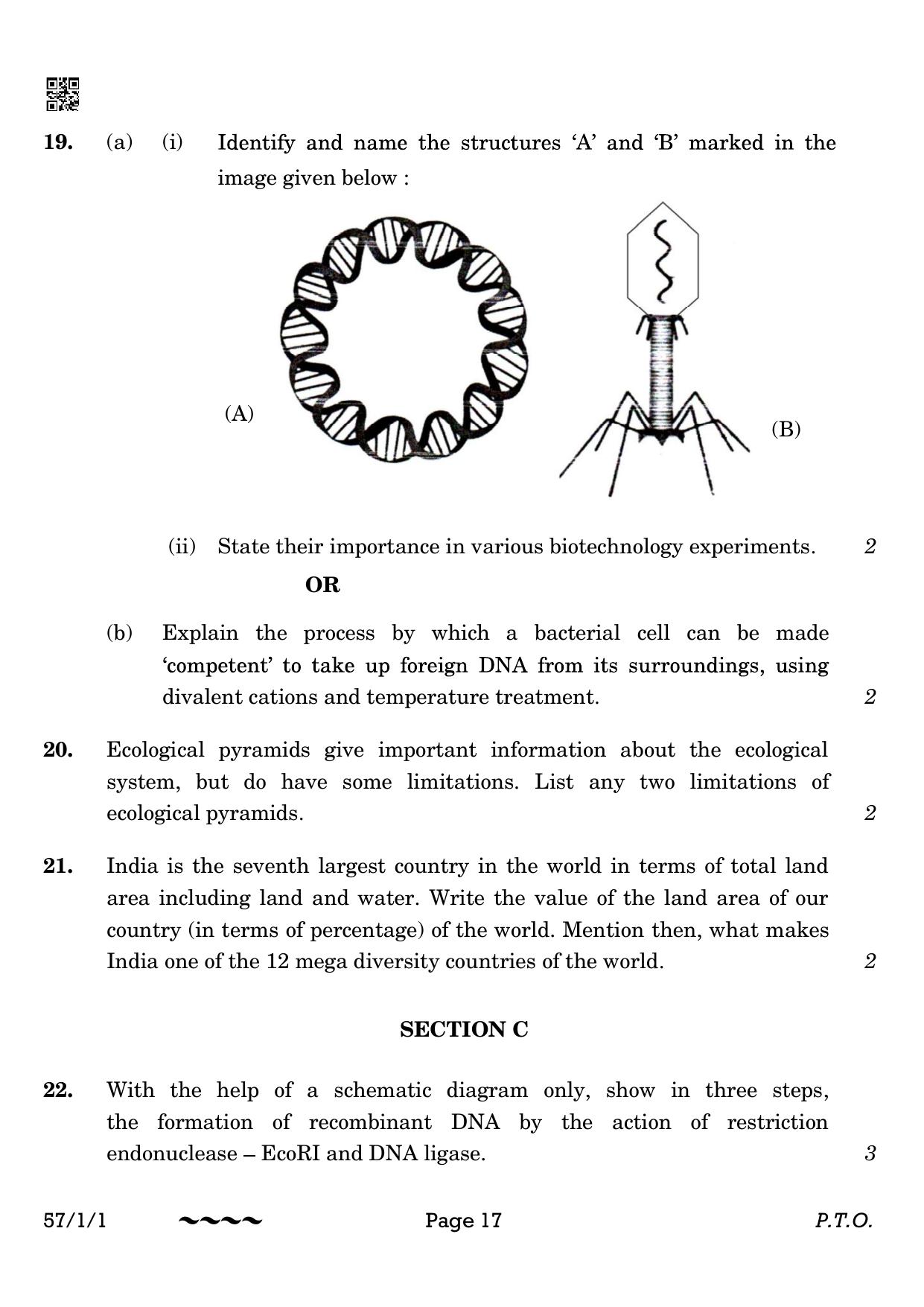 CBSE Class 12 57-1-1 Biology 2023 Question Paper - Page 17