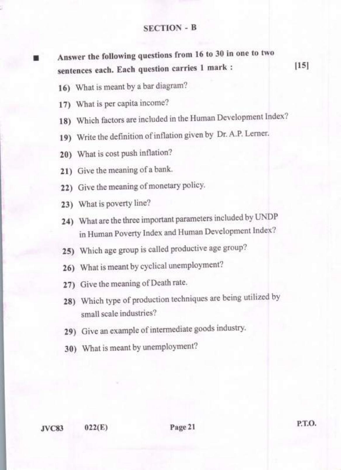 Gujarat Board Class 12th Question Paper 2021: (GHE) Economics - Page 21