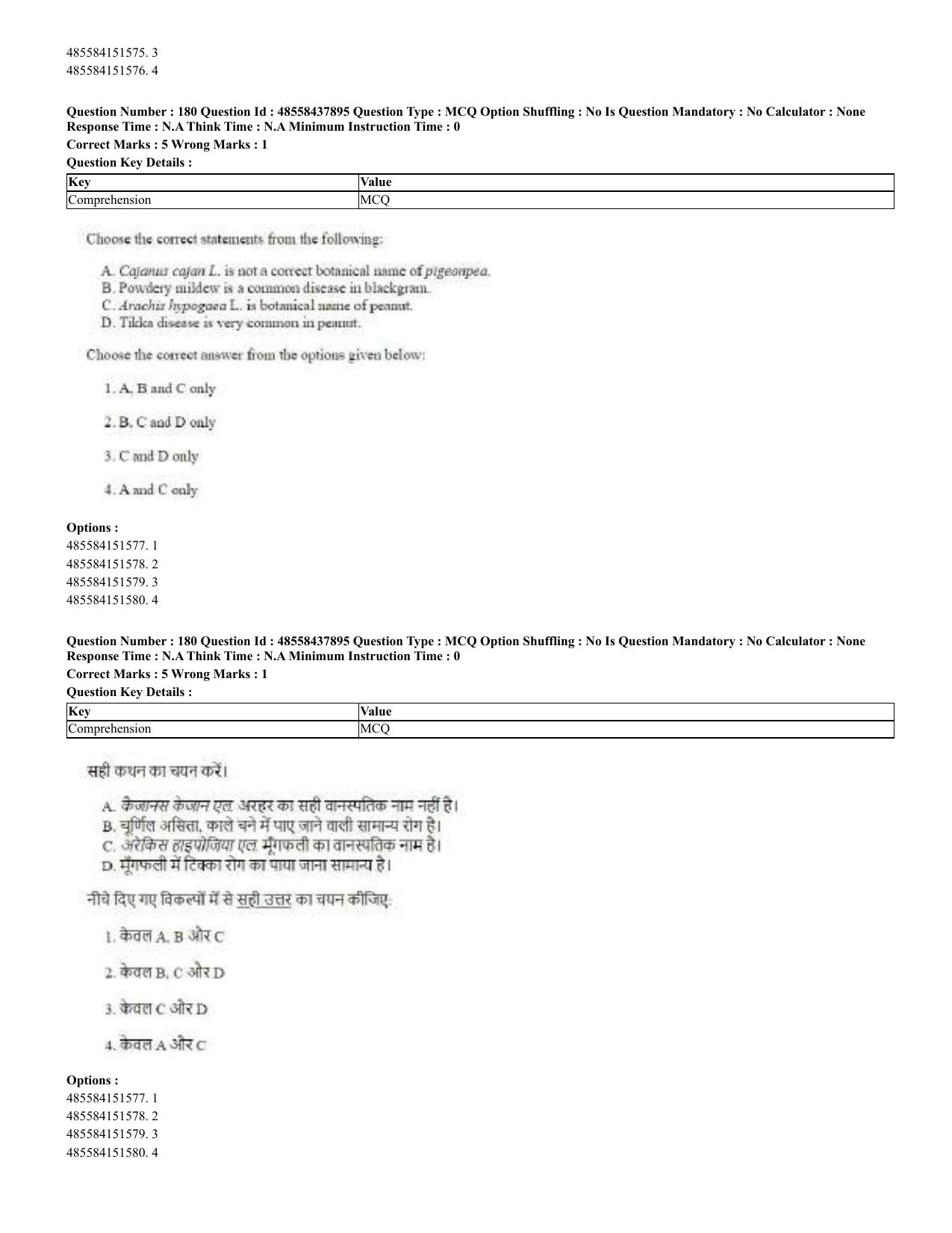 CUET 2023 English Hindi Shift 3 Question Papers - 02 Jul 2023 - Page 137