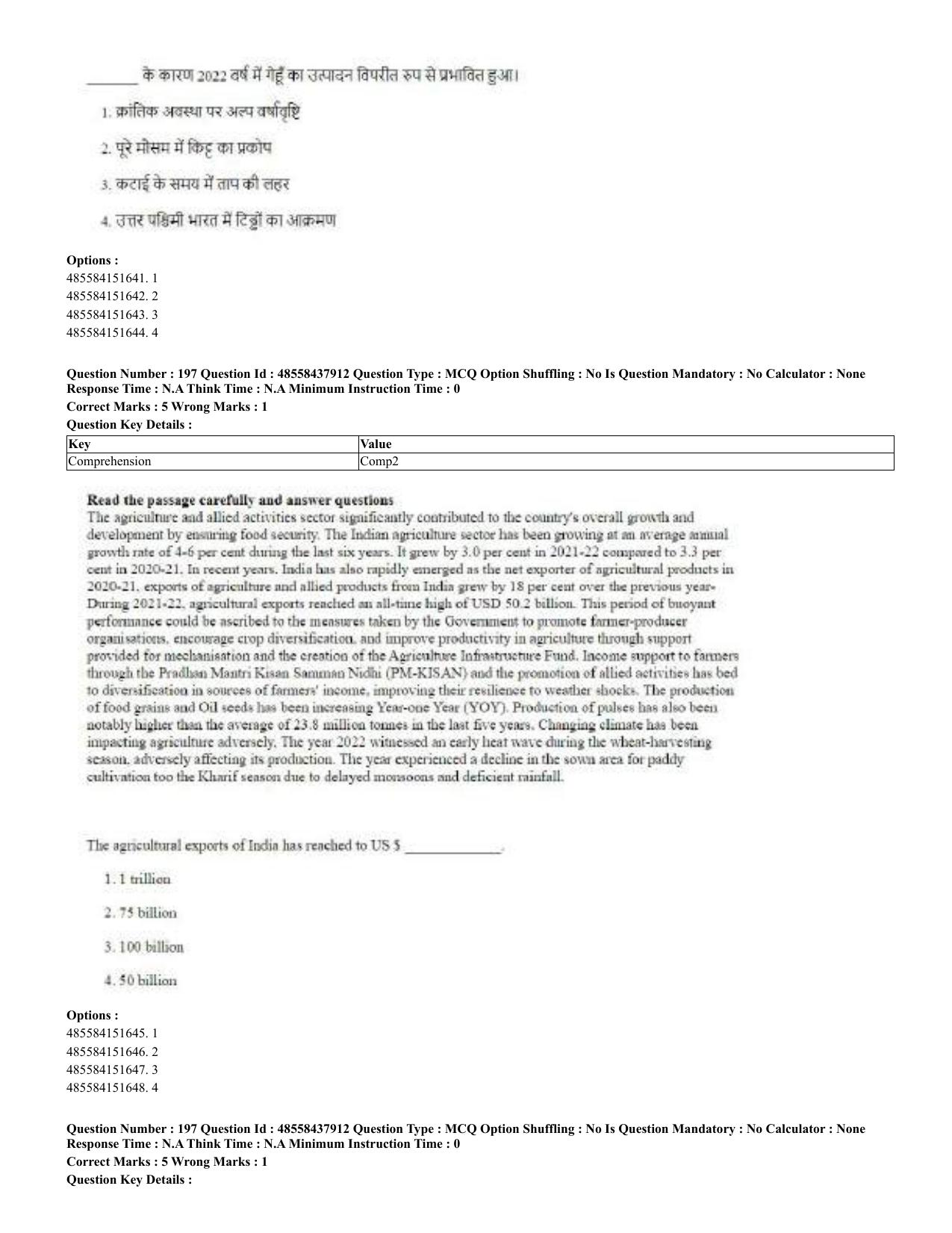 CUET 2023 English Hindi Shift 3 Question Papers - 02 Jul 2023 - Page 155