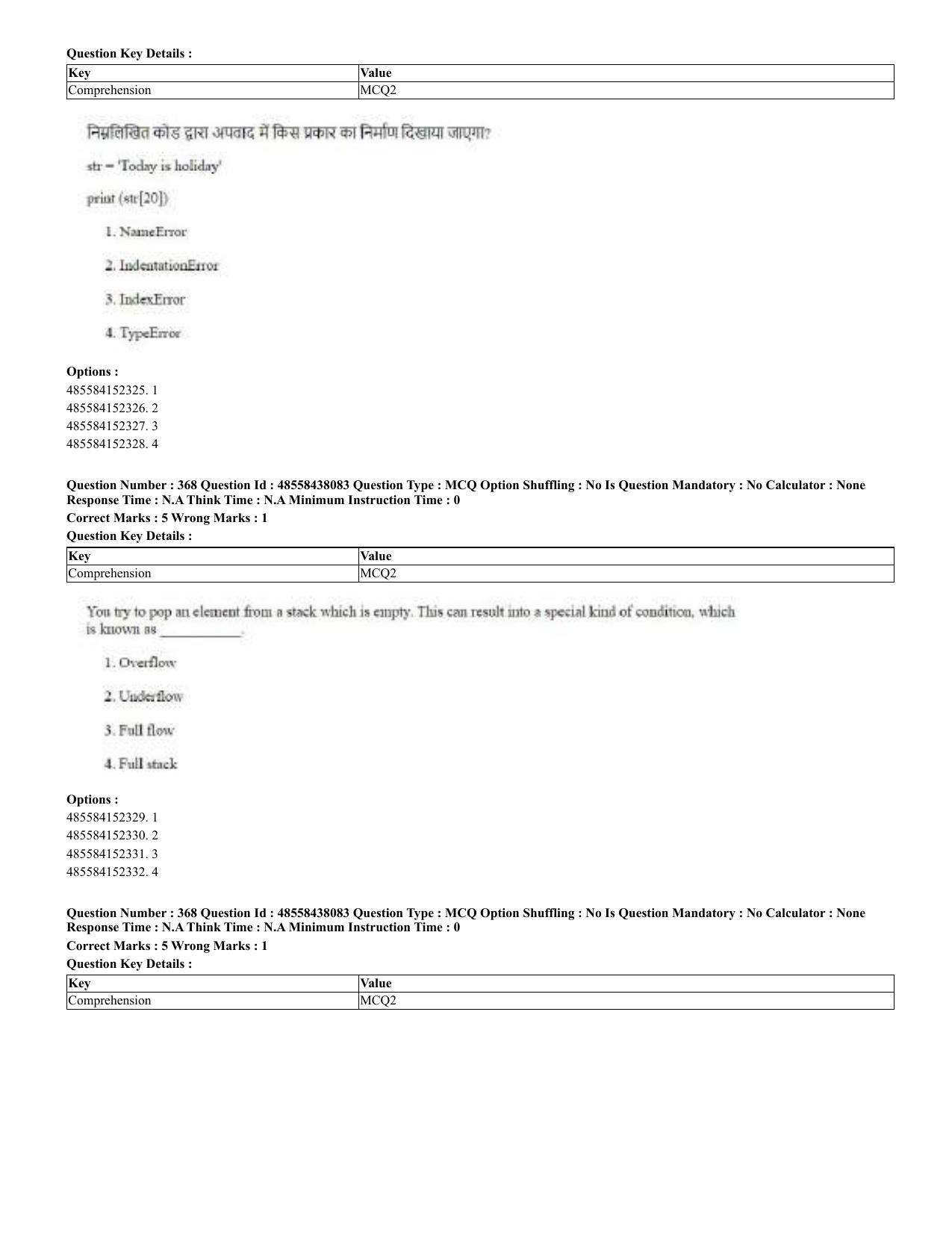 CUET 2023 English Hindi Shift 3 Question Papers - 02 Jul 2023 - Page 329