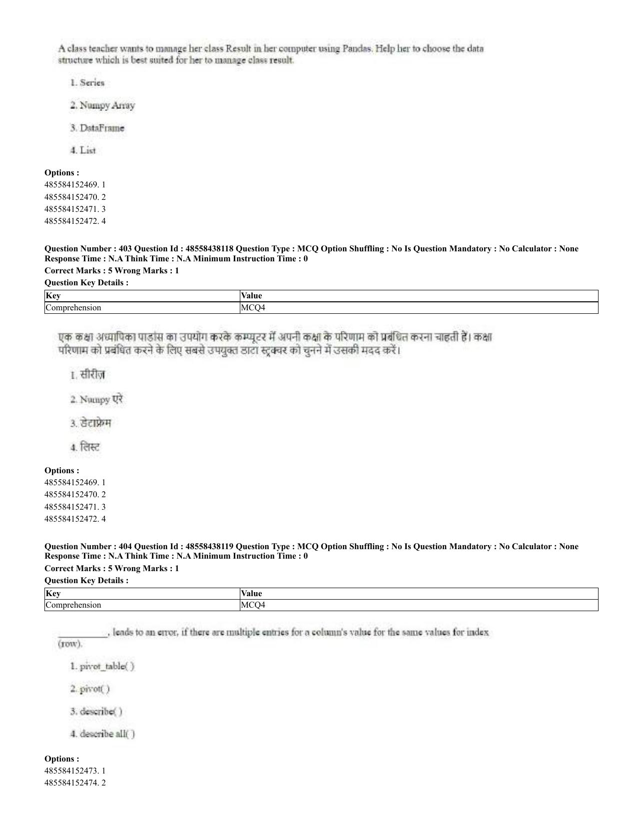 CUET 2023 English Hindi Shift 3 Question Papers - 02 Jul 2023 - Page 365