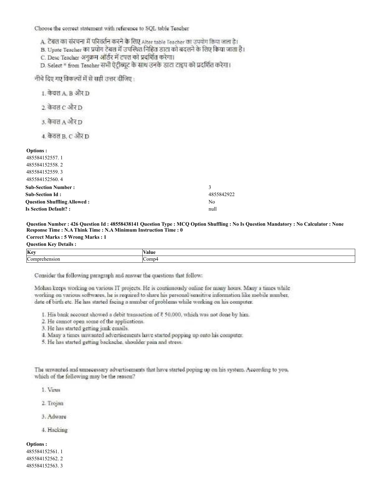 CUET 2023 English Hindi Shift 3 Question Papers - 02 Jul 2023 - Page 388
