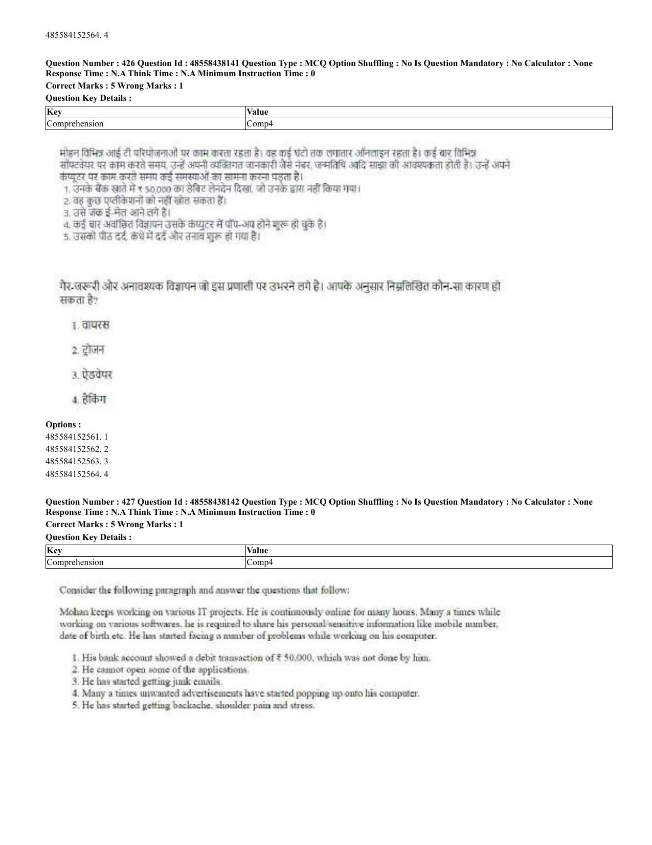 CUET 2023 English Hindi Shift 3 Question Papers - 02 Jul 2023 - Page 389