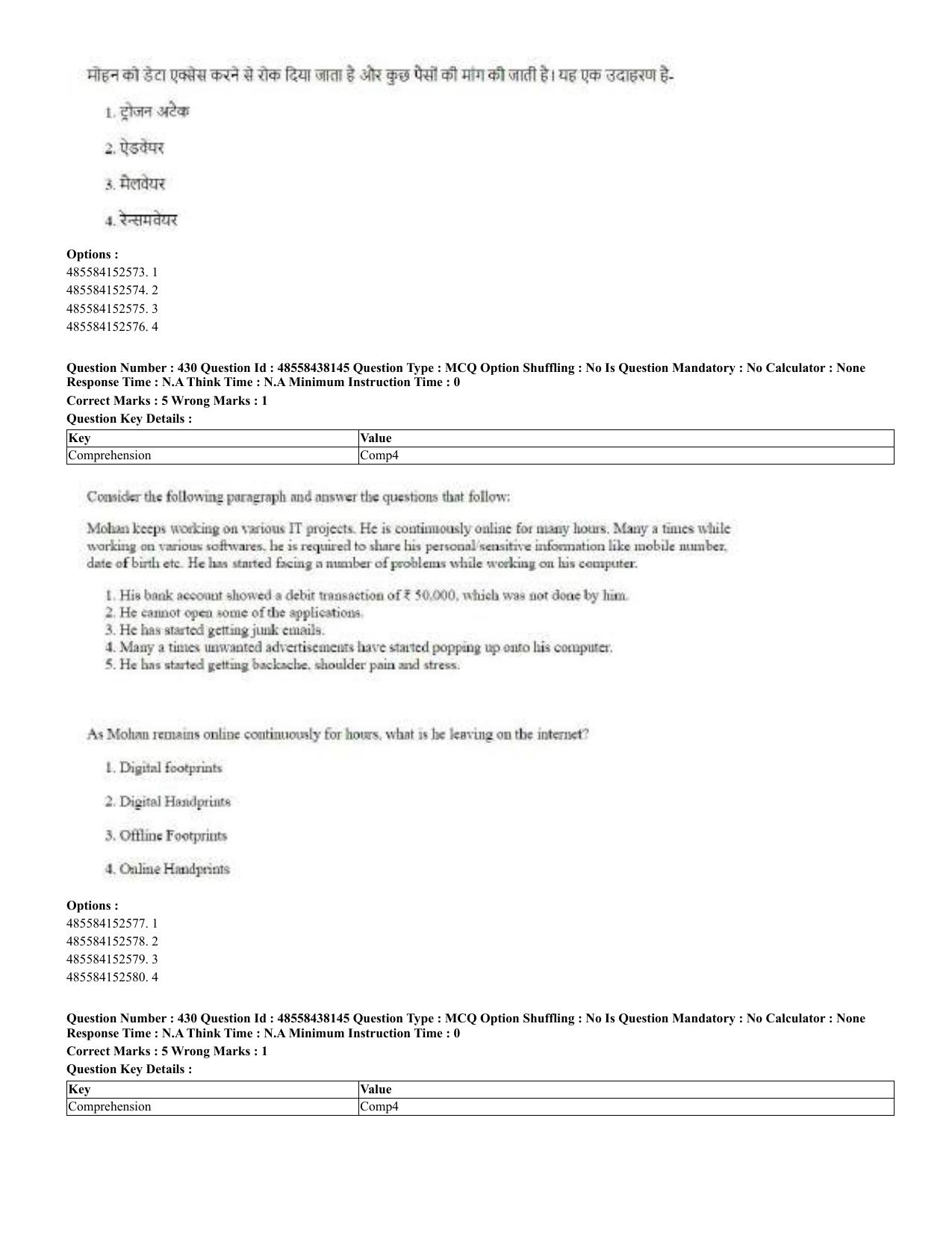CUET 2023 English Hindi Shift 3 Question Papers - 02 Jul 2023 - Page 393