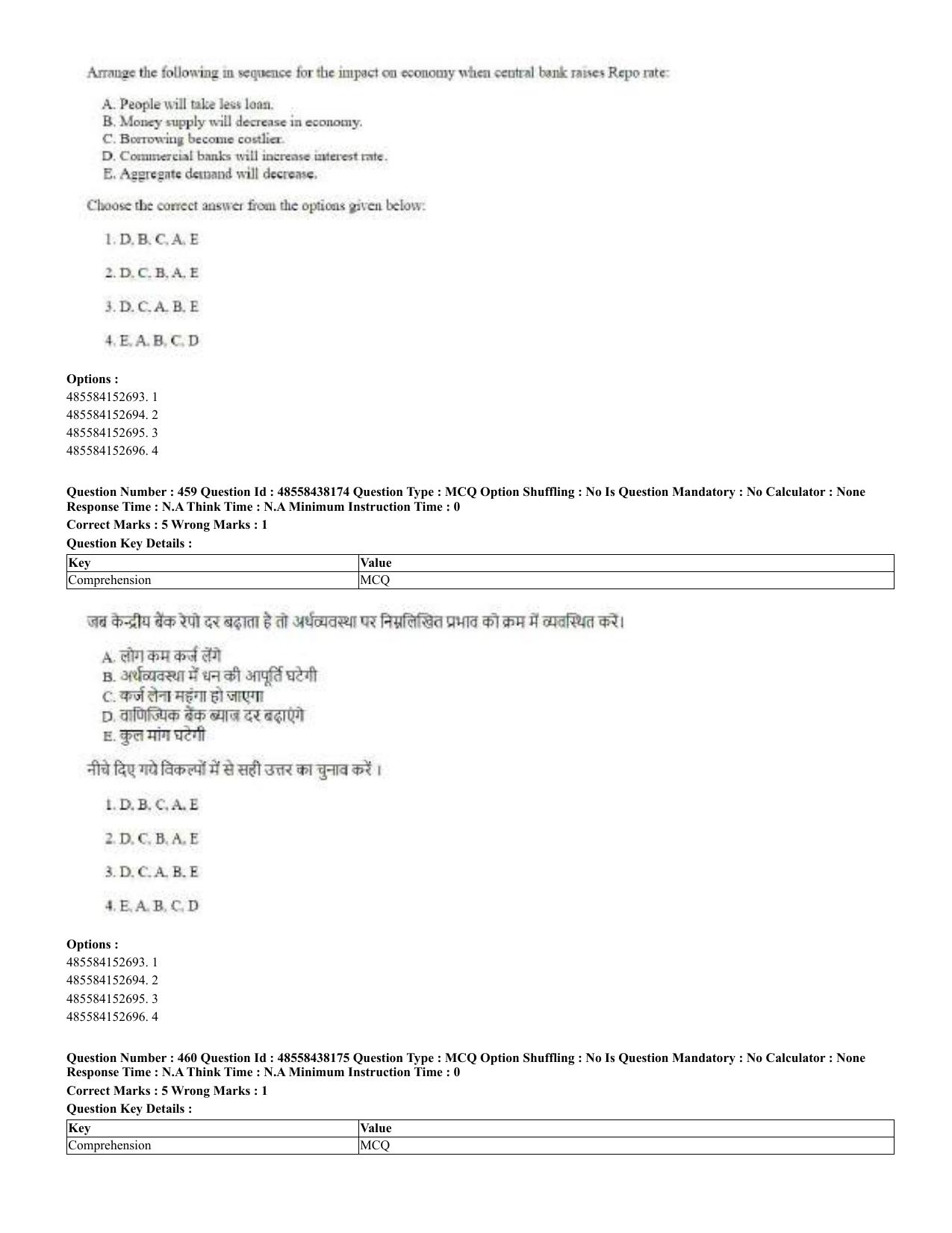 CUET 2023 English Hindi Shift 3 Question Papers - 02 Jul 2023 - Page 421