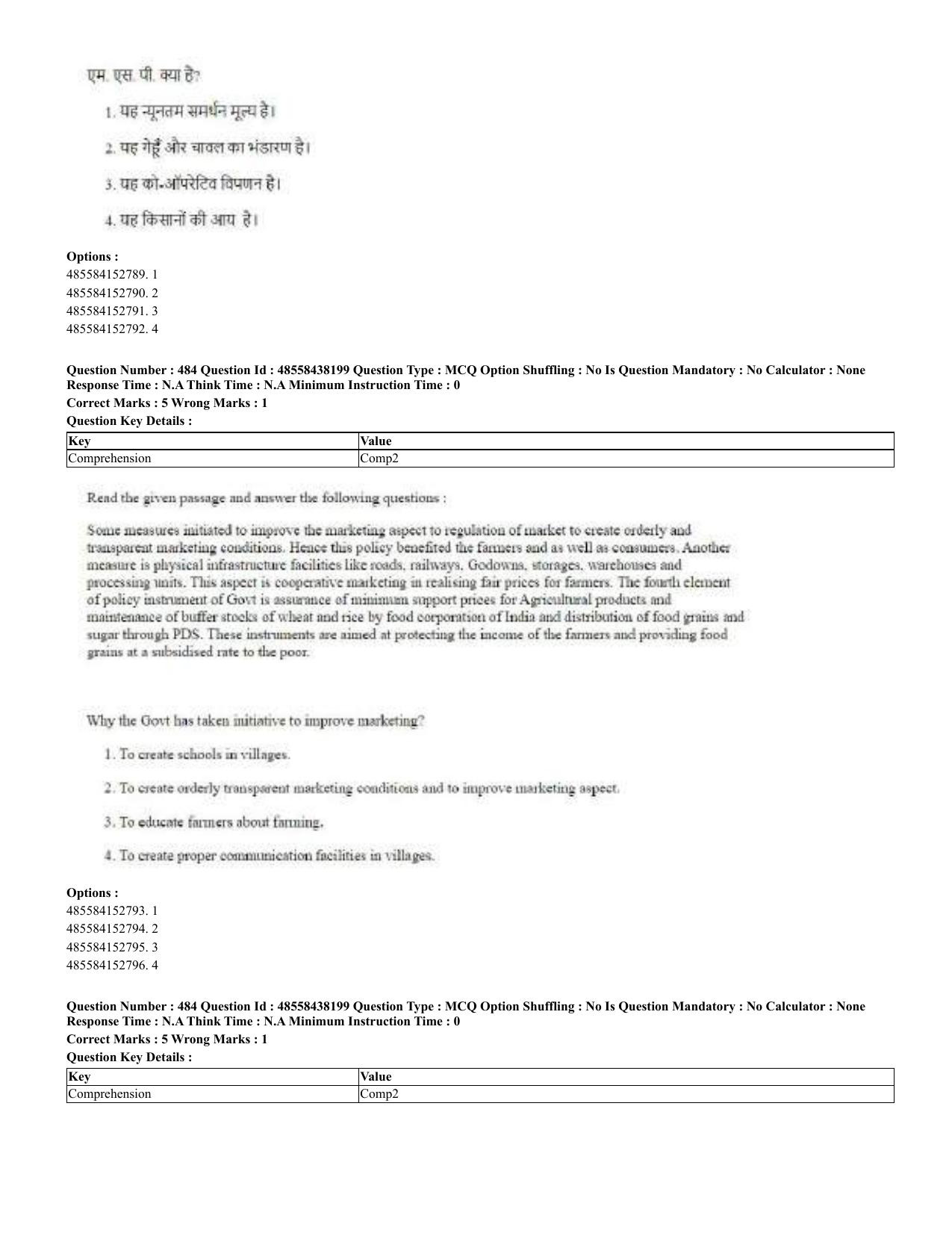CUET 2023 English Hindi Shift 3 Question Papers - 02 Jul 2023 - Page 447