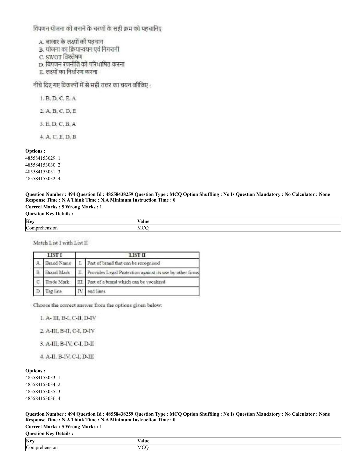 CUET 2023 English Hindi Shift 3 Question Papers - 02 Jul 2023 - Page 458