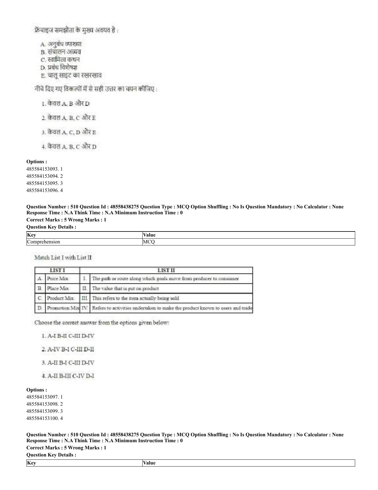 CUET 2023 English Hindi Shift 3 Question Papers - 02 Jul 2023 - Page 472