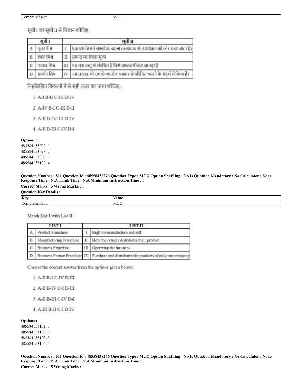 CUET 2023 English Hindi Shift 3 Question Papers - 02 Jul 2023 - Page 473