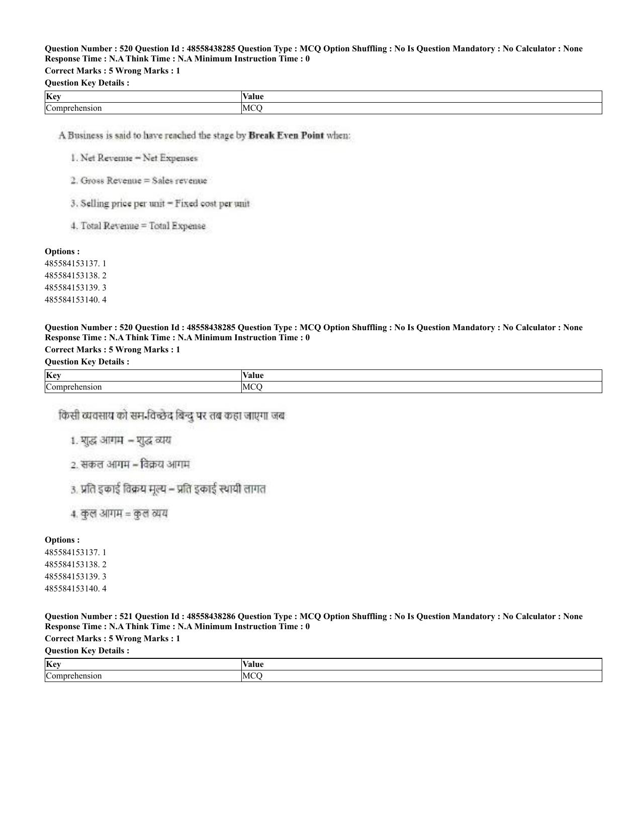 CUET 2023 English Hindi Shift 3 Question Papers - 02 Jul 2023 - Page 481
