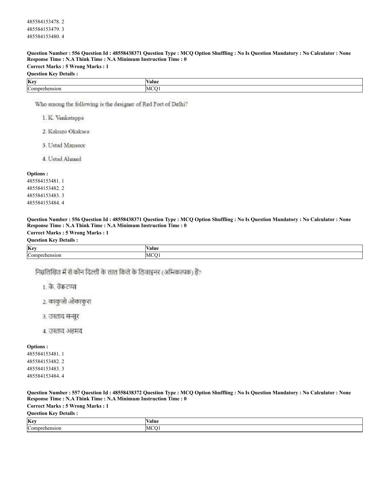 CUET 2023 English Hindi Shift 3 Question Papers - 02 Jul 2023 - Page 522