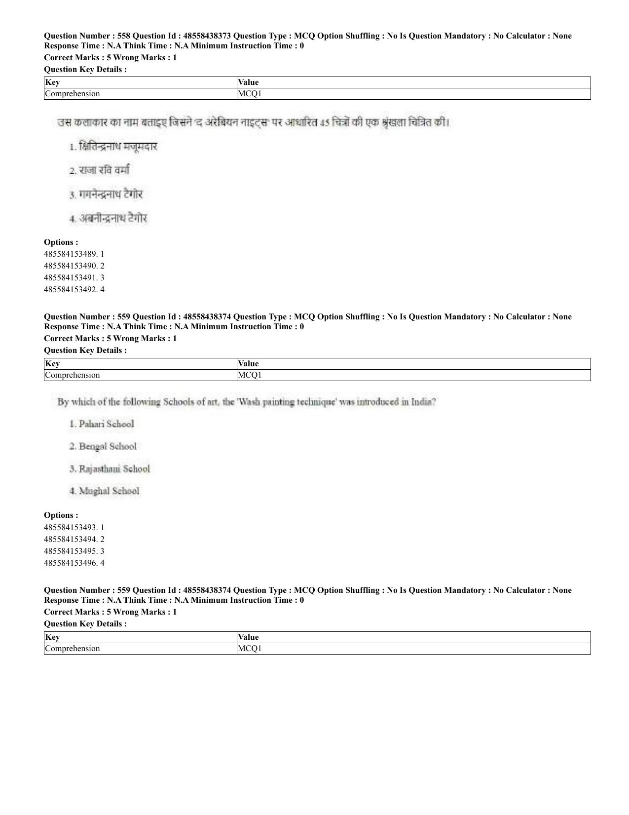 CUET 2023 English Hindi Shift 3 Question Papers - 02 Jul 2023 - Page 524