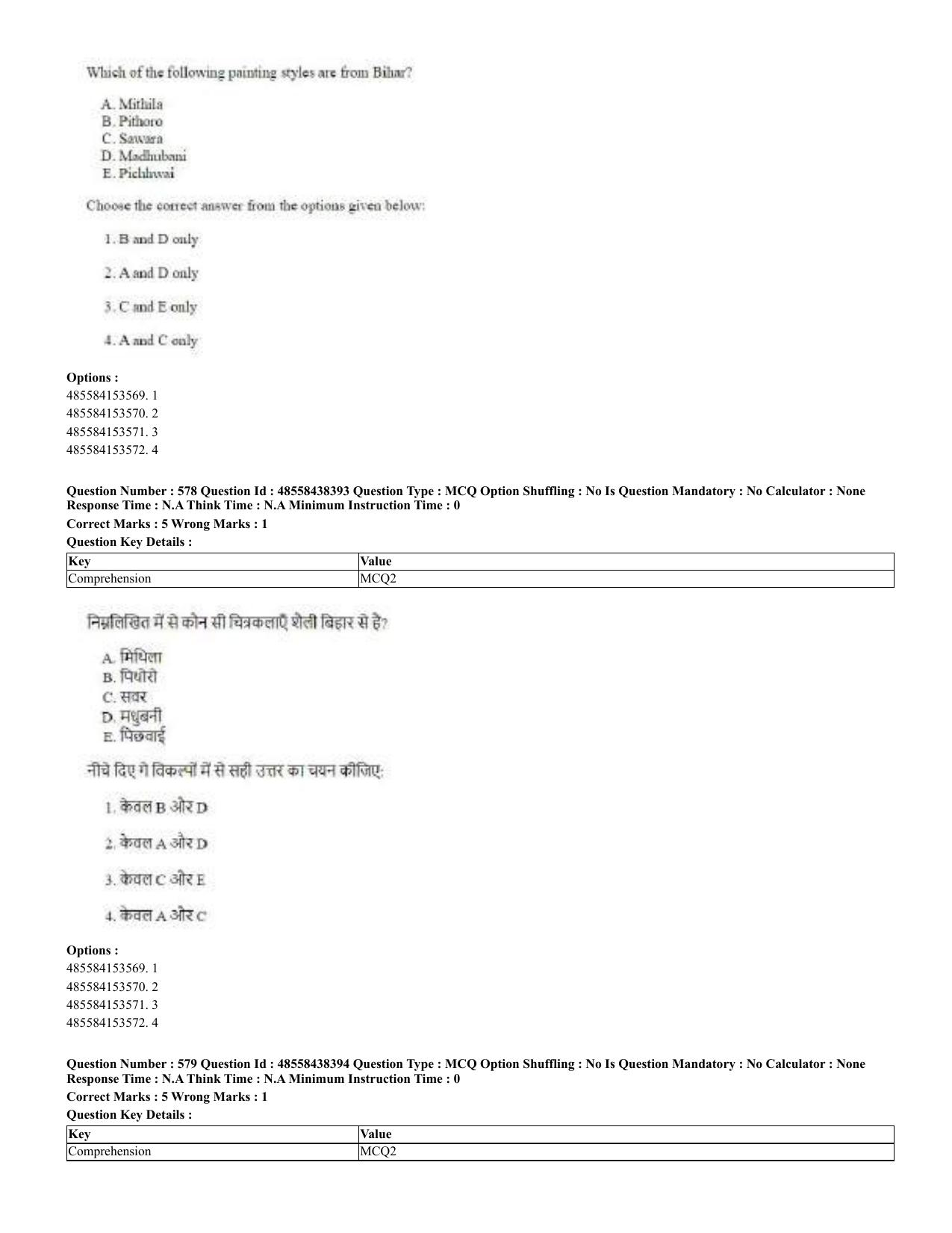 CUET 2023 English Hindi Shift 3 Question Papers - 02 Jul 2023 - Page 553