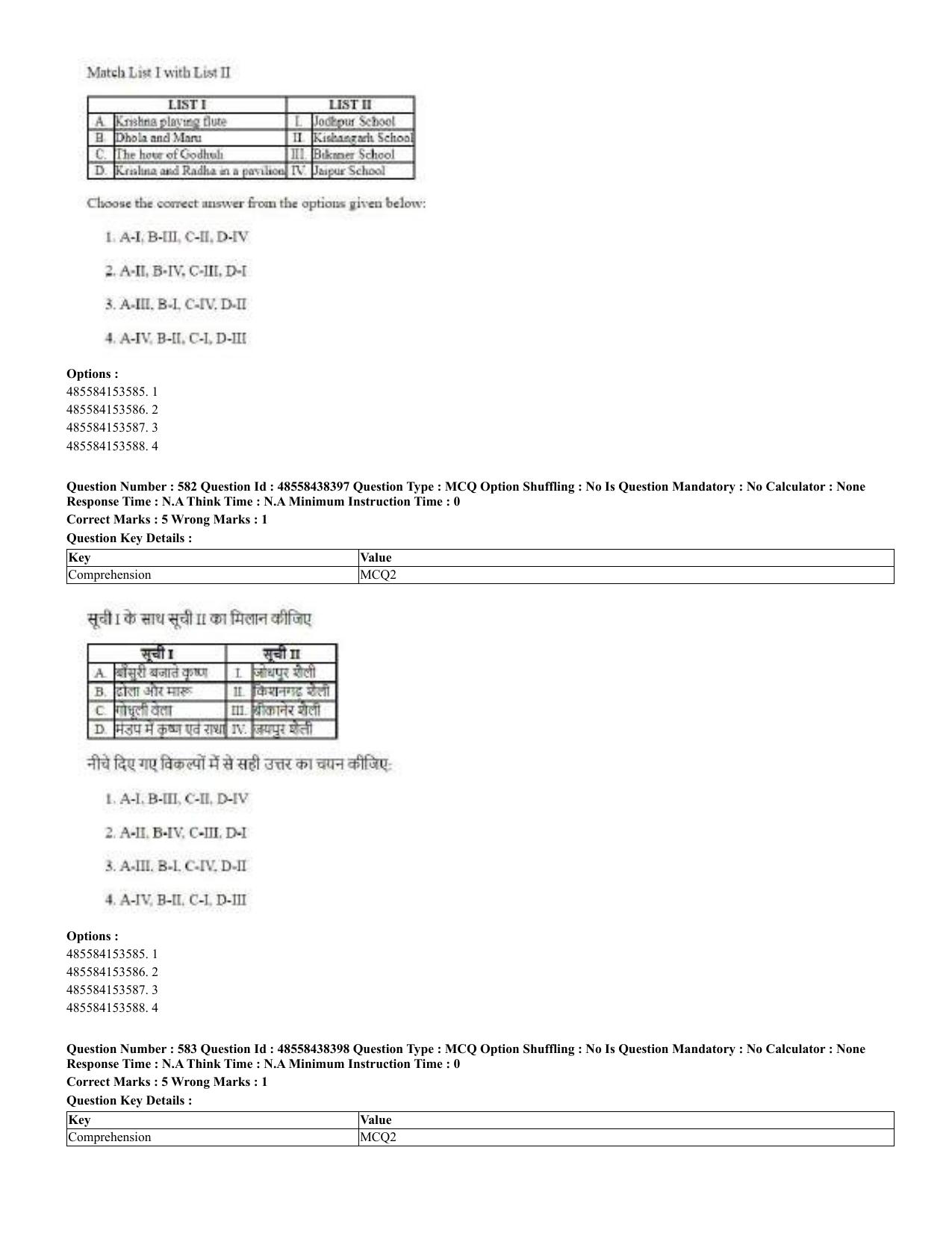 CUET 2023 English Hindi Shift 3 Question Papers - 02 Jul 2023 - Page 557